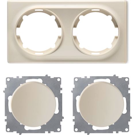 Plaque de finition 2 postes Florence + 2 Interrupteurs simple allumage - beige