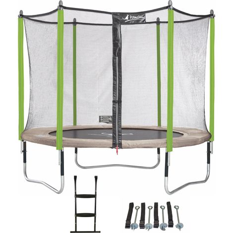 Trampoline KANGUI - JUMPI Ø 300‑305 cm – Enfant – Rebond Optimal – Échelle & Kit Ancrage – Garantie 5 ans (1/4)