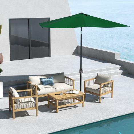 Parasol de jardin rectangulaire 2 x 3 m, inclinable, à ouverture par manivelle, vert (1/5)