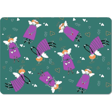 Salvamanteles rectangular de 29×42 cm, estampado Angel Green - fieltro ecológico, lavable a 40 °C, Bertoni (1/2)