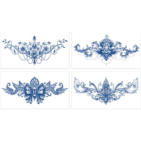 Tatouage Temporaire - Sous La Poitrine - Pour Femme Adulte - 4 Feuilles - Tenue 8 à 15 Jours - Facile À Appliquer Et Retirer (1/5)