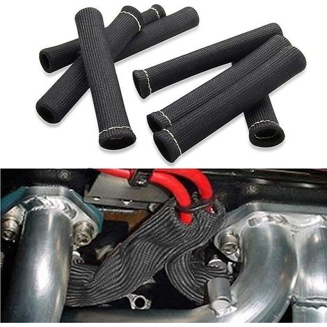 8 Pices Bougie Fil Bottes Bouclier Thermique Protecteur Manchon 2500 Degrs Bougie Chaleur Couverture Enveloppe 6 Pouces Pour Sbc Bbc 350 454(noir) (1/5)