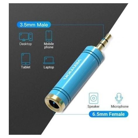 Adaptador Jack Vention VAB-S04-L/ Jack 3.5 Macho - Jack 6.5 Hembra/ Azul (1/2)