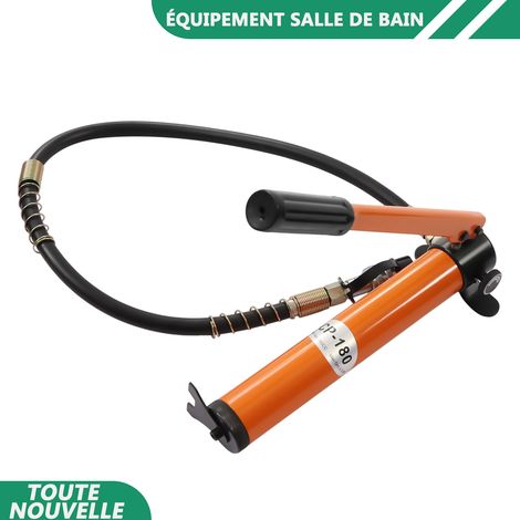WAOBDLA Pompe hydraulique manuelle 350CC ZG3/8'' 70Mpa avec le tuyau et la poignée de 1m