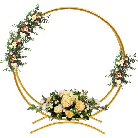 Support de mariage à double anneau de 80 cm Support circulaire en métal pour fleurs Cadre de mariage à double anneau Cadre décoratif pour fête (1/5)
