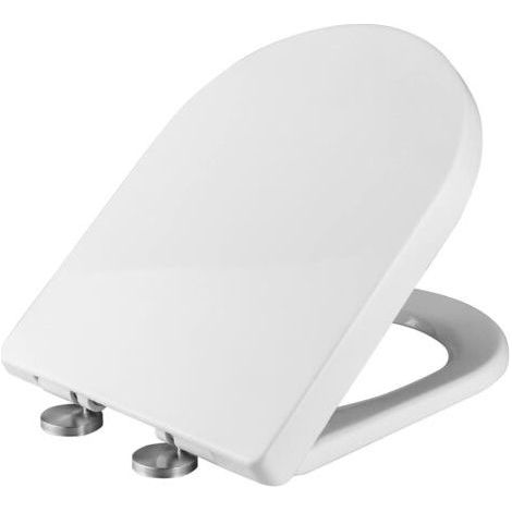 Abattant WC en forme de D, abattant WC avec fermeture en douceur, abattant WC avec fermeture en douceur, abattant WC universel, blanc (1/5)