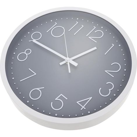Horloge Murale Silencieuse à Piles 30 Cm pour Chambre D'garçon et Filles, Décoration Murale Grise Simple en Plastique et Verre, Horloge Suspendue sans Bruit pour Apprentissage (1/5)