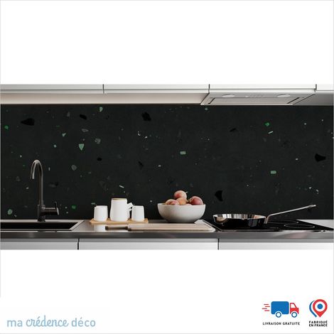 Crédence : Terazzo Modena gris foncé - Couleur Vert jaune - Alu composite - 60 - 120 (1/3)