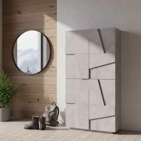 Dmora Zapatero moderno, Made in Italy, con 4 puertas batientes, Zapatero de entrada, Armario multiusos, 81x38h167cm, Color gris pizarra, con embalaje reforzado (1/5)