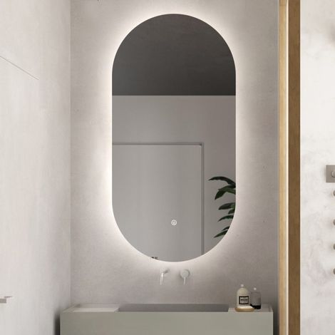 Specchio ovale bagno retroilluminato led 60x100cm moderno Konughs XL
