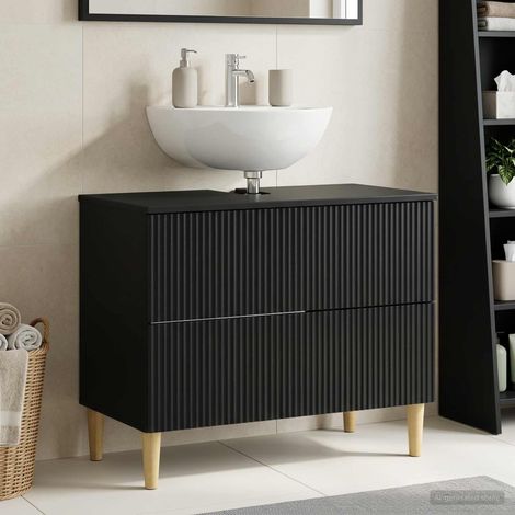 vidaXL Armadio per Lavabo da Bagno ARNHEM Nero 82 x 41 x 59 cm