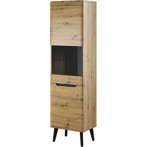Tendencio – Vitrine Nordy 53 cm – Bois – Porte vitrine – Dimensions : l53 x h197 x p40 – Apportez une touche de modernité à votre intérieur