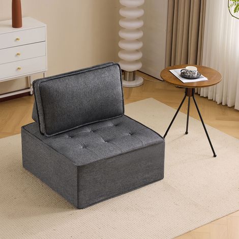 Canapé convertible blanc 81x81x80 cm, pour appartement, dortoir et chambre (1/5)