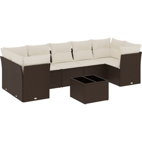 Maison Exclusive - Set sofás de jardín 8 piezas y cojines ratán s (1/5)