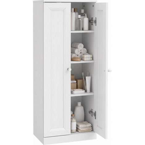 HOMCOM Narrow Bathroom Cabinet, Slim Storage Cabinet, White (1/5)