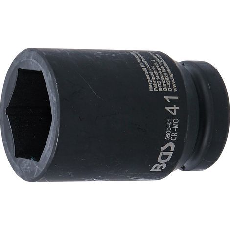 - Vaso de impacto - Hexagonal - Acero cromo-molibdeno - Para llave de impacto y carraca - Con pasador de bloqueo - Negro - 25 mm x 95 cm (1/4)