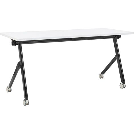 Zusammenklappbarer Schreibtisch BENDI Weiß 160 cm 60 cm mit Rädern