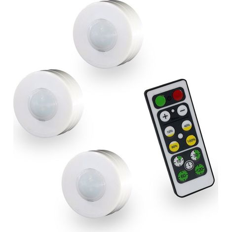 QAZQA Éclairage d'armoire 4 Modes de Couleur Veilleuse LED avec Télécommande pour Chambre Armoire de Cuisine Armoire Penderie Placard Lot de 3 (1/4)