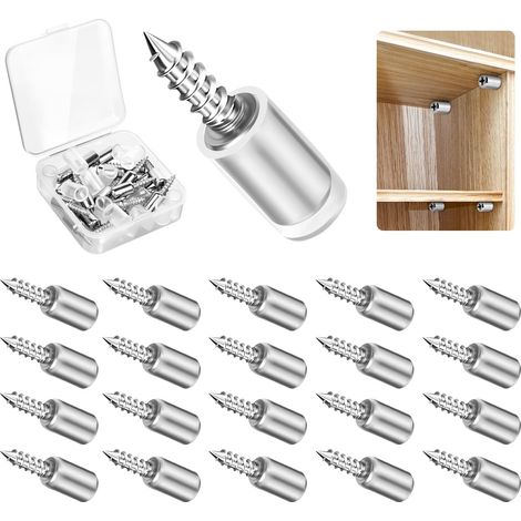 20Pcs Taquet Etagere, Support d'Étagère Broches Cheville Supports de Plaque en Métal Nickelé, Supports d'étagère avec protection caoutchouc, Support Etagere pour Armoire Bureau (1/5)
