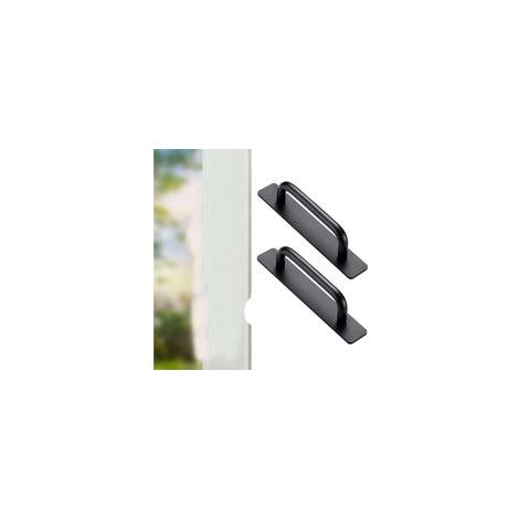 (Negro) 2 Tiradores autoadhesivos para muebles, tiradores autoadhesivos de aluminio, tiradores para puertas correderas