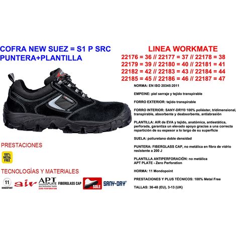 Scarponcino di sicurezza COFRA NEW SUEZ N.45 con punta protettiva e suola S1 P SRC
