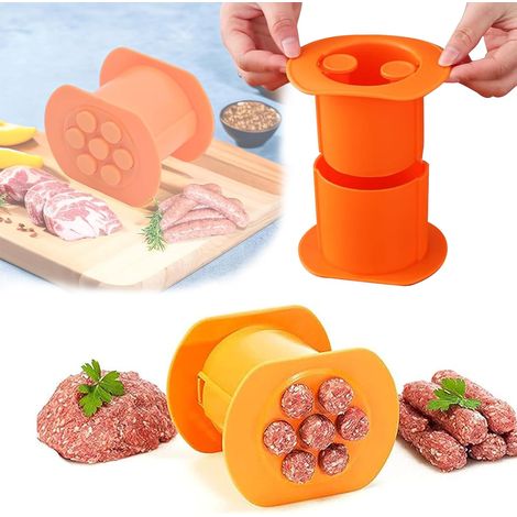 1 Presse à Cevapcici 7 Trous, Moule Viande Hachée ABS Antiadhésif pour Burgers Saucisses Cuisine (1/5)