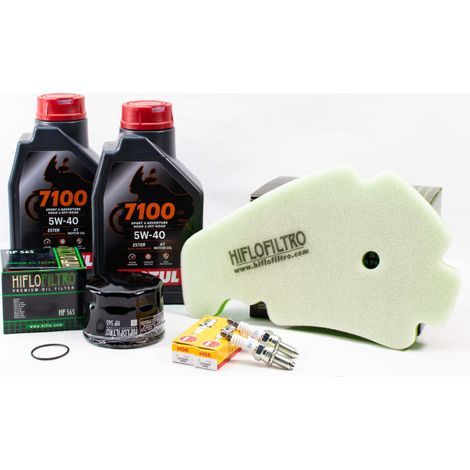 Kit Révision Filtres Bougies pour PIAGGIO MP3 500 LT ie Sport ABS de 2014 à 2016 - MOTUL 7100 5w40 2L