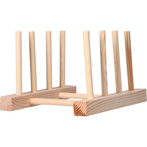 Bambus-Geschirrständer, leicht, tragbar, umweltfreundlich, langlebig Kiefernholz-Geschirrständer mit 3 Fächern, 18 cm Durchmesser (1/5)