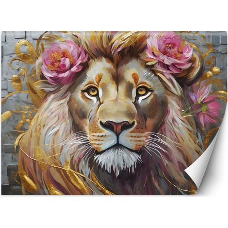 Fototapete Löwe Blumen Tiere 350x245 cm (1/5)