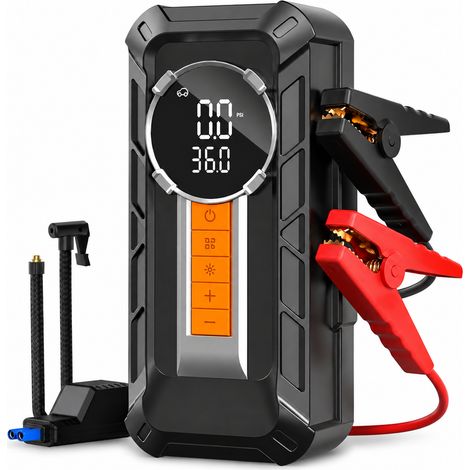 Démarreur portable d'urgence voiture avec compresseur d'air intégré et gonfleur de pneus tout-en-un (1/5)