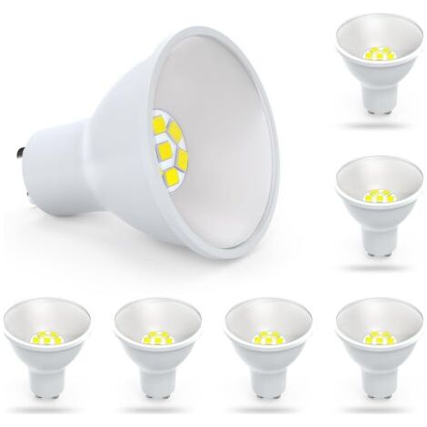 RHG Ampoule LED GU10 Ampoule LED GU10 6 packs 5W Lampe LED GU10 Ampoule spot 5W, adaptée à l'éclairage sur rail d'éclairage encastré, 110V, 6000K blanc lumière du jour, non dimmable (1/5)