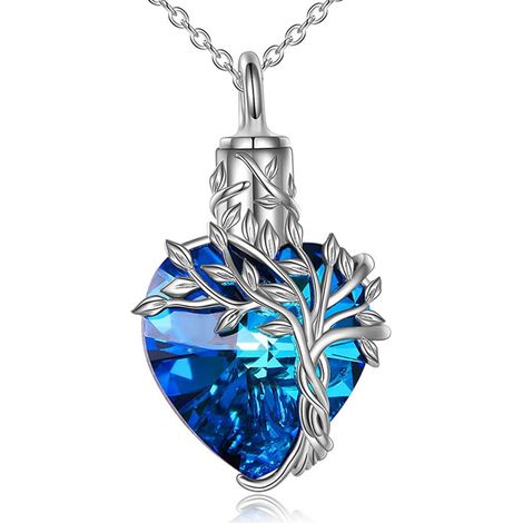 Collana con ceneri di albero intrecciato, gioiello commemorativo per cremazione - Blu