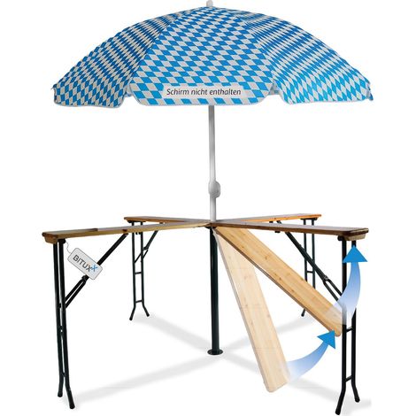 Bituxx Bierzeltgarnitur Festzeltgarnitur Biertisch Stehtisch Bierzelttisch Quattro klappbar Kreuzform 241cm
