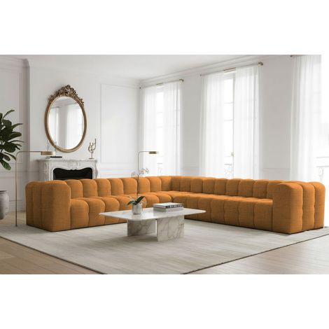 Ecksofa Designersofa SOLVIE XL in Stoff Moly Orange Seite Universal