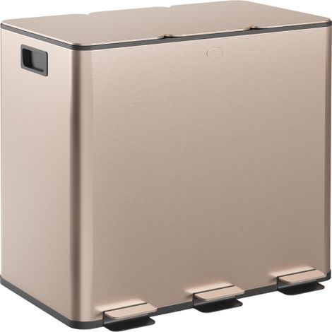 45L Triple Compartment Stainless Steel Trash Bin with Deodorizer Holders in Elegant Gold Finish