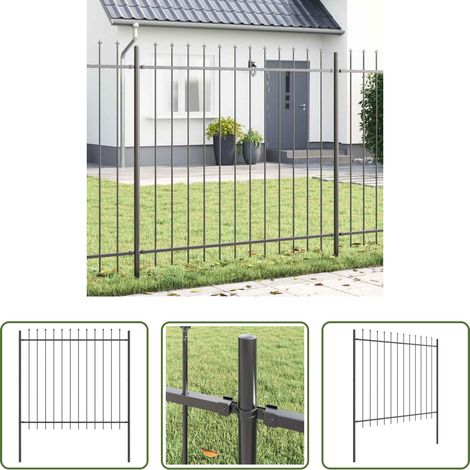 Gartenzaun Grau - Gartenzaun Grau 1,7 x 1,5 m Pulverbeschichteter Stahl (1/5)