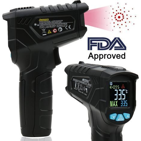 Industrial Thermometer, Non-Contact Digital Temperature Gun 50℃-550℃ (58℉-1022℉) Portable Infrared Temperature Tester Black (1/5)