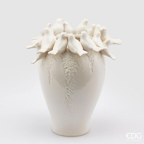EDG Enzo De Gasperi Vaso Colombe H 33 Cm D 29 Cm Waterproof White (1/3)