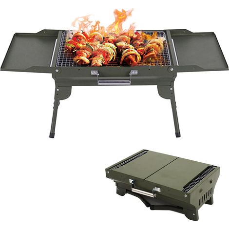 Holzkohlegrill, tragbarer Grill, Räuchergrill, faltbarer Edelstahl-Campinggrill, kleiner Outdoor-Picknick, Outdoor-Kochgrill für Garten, Balkon, Reisen