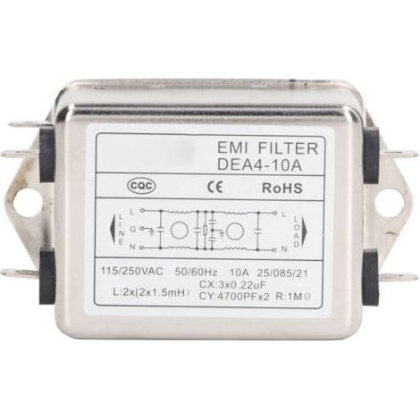 GDHZS-Filtre De Ligne Électrique Suppresseur De Bruit Filtre d'Alimentation Emi Suppresseur De Bruit Purificateur Audio Ac Monophasé Ac115v/250v 50/60hz 10a Type De Puce (1/4)