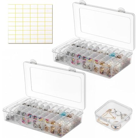 Boîtes de Rangement Plastique Organisateur de Perles avec un Autocollant Petites Boîte Transparente Couvercle Mini Récipient pour Ranger Petits Objets Perles (1/5)