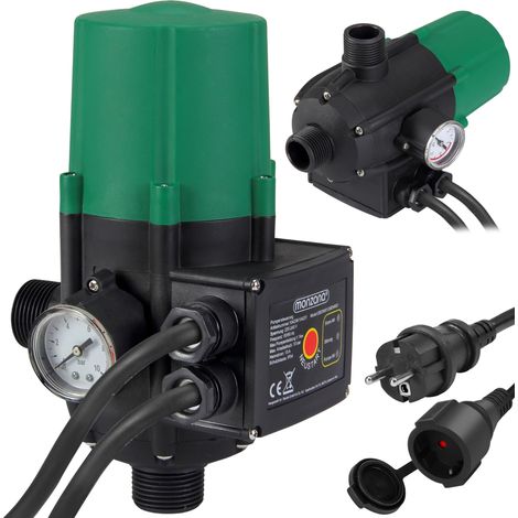 Pressostat de pompe à eau avec câble 10 bar, protection contre la marche à sec et manomètre (1/5)