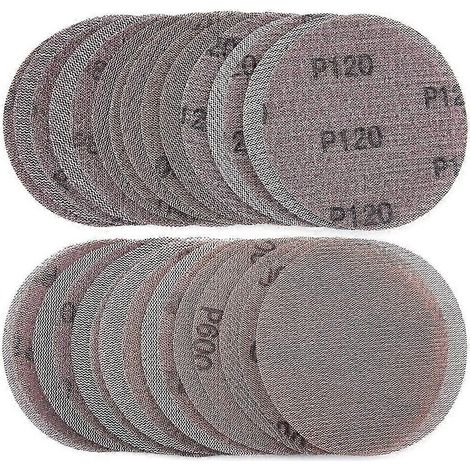 30 disques abrasifs à mailles de 125 mm, grain 80-600, fixation auto-agrippante, pour ponceuse. Disques de rechange neufs. (1/5)