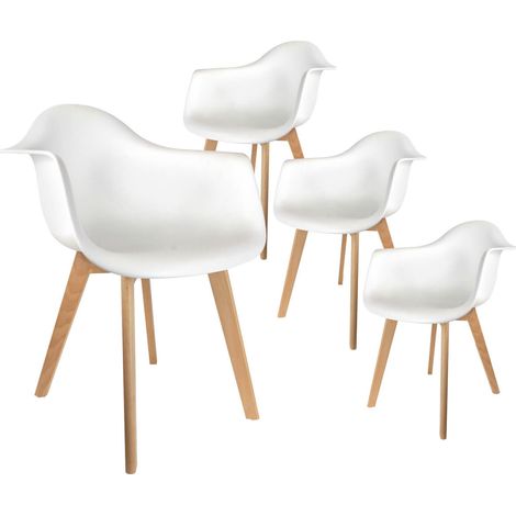 TRAVIS - Lot de 4 Fauteuils Assises Blanches (1/5)