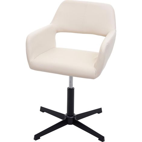 Homeoffice-HWC-A50 IV, chaise de bureau de salon + chaise de salle à manger - similicuir crème, pied noir (1/5)