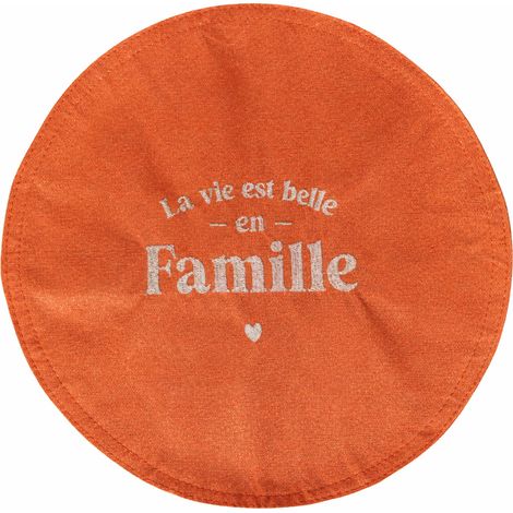 Set de table rond à paillettes brodé la vie est belle en famille