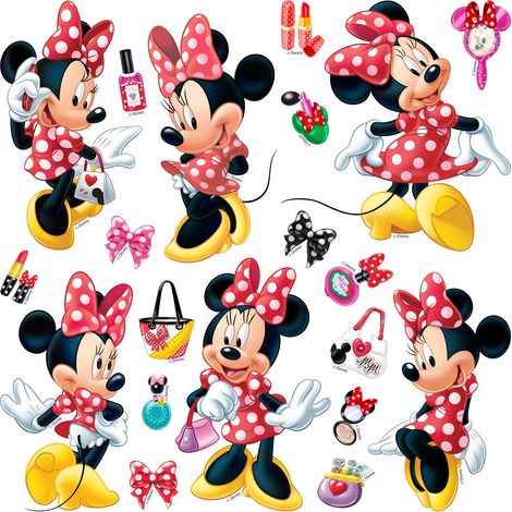 sticker mural Minnie Mouse rouge et jaune - Disney