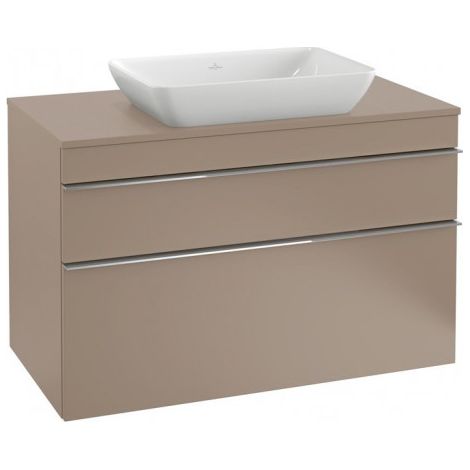 Villeroy & Boch Venticello Meuble sous-lavabo A940, 757x606x502mm, Coloris: Laqué noir mat, poignée : chrome brillant - A94001PD