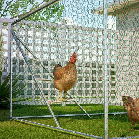 Enclos poulailler en métal 3x2 m avec toit imperméable et échelle pour poules et petits animaux (1/5)