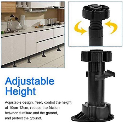 Lot de 20 pieds de meubles réglables avec clips de fixation pour meubles de cuisine et de salle de bain - FFY (1/4)